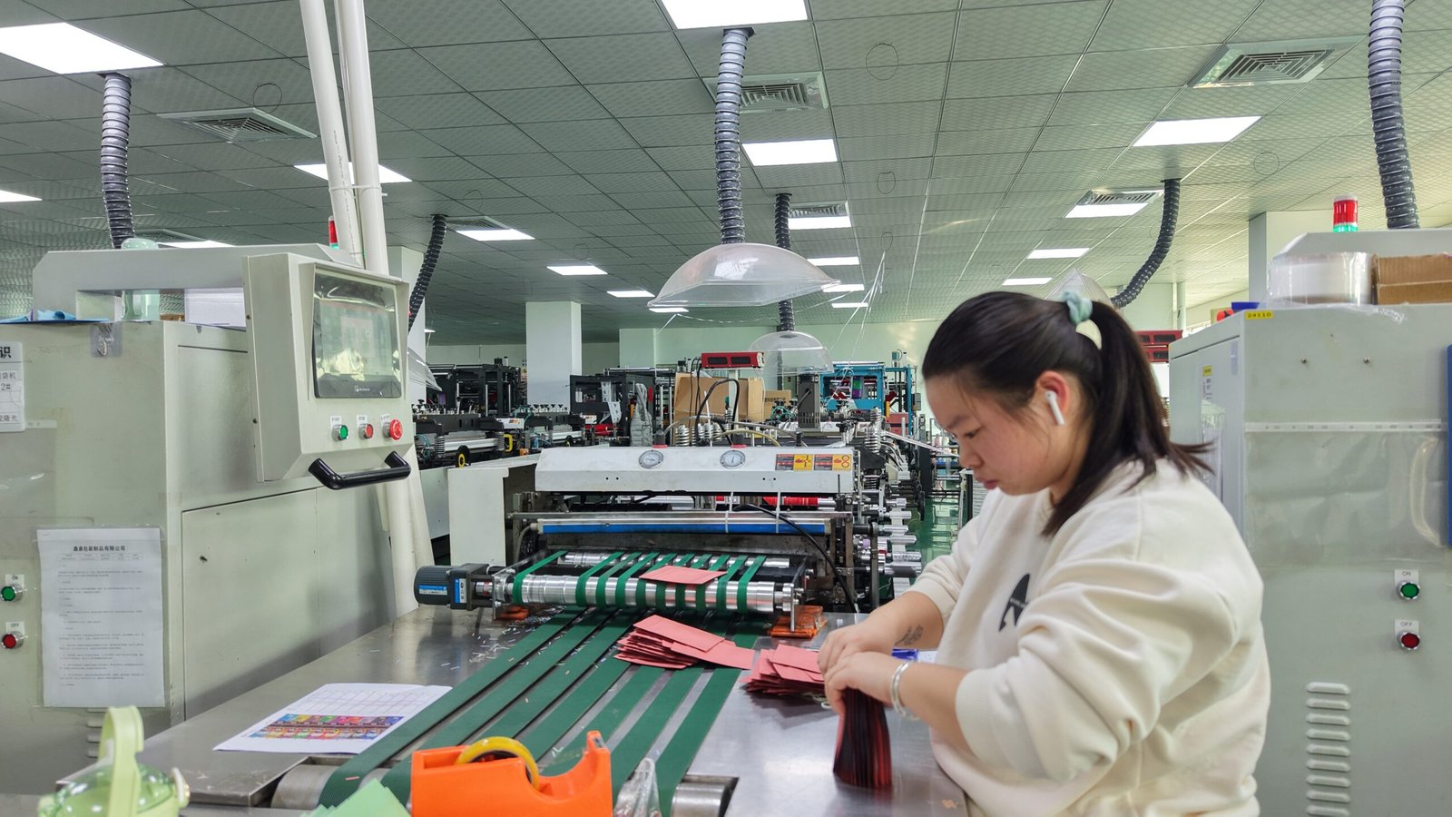 Flexible pouch bag-making line