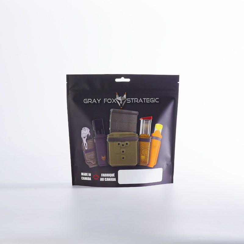 Small square concentrate jar used to plan the fit of an outer pouch