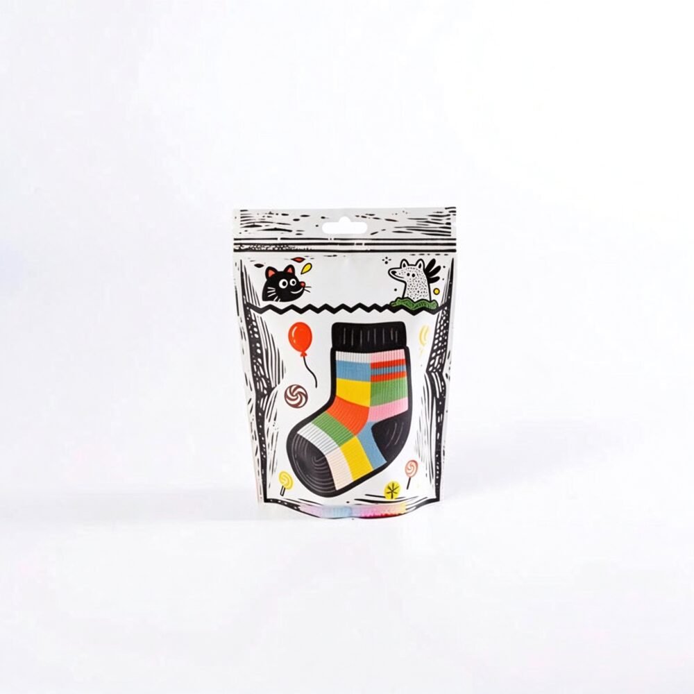 Custom Resealable Zipper Packaging Bags for Socks & Apparel