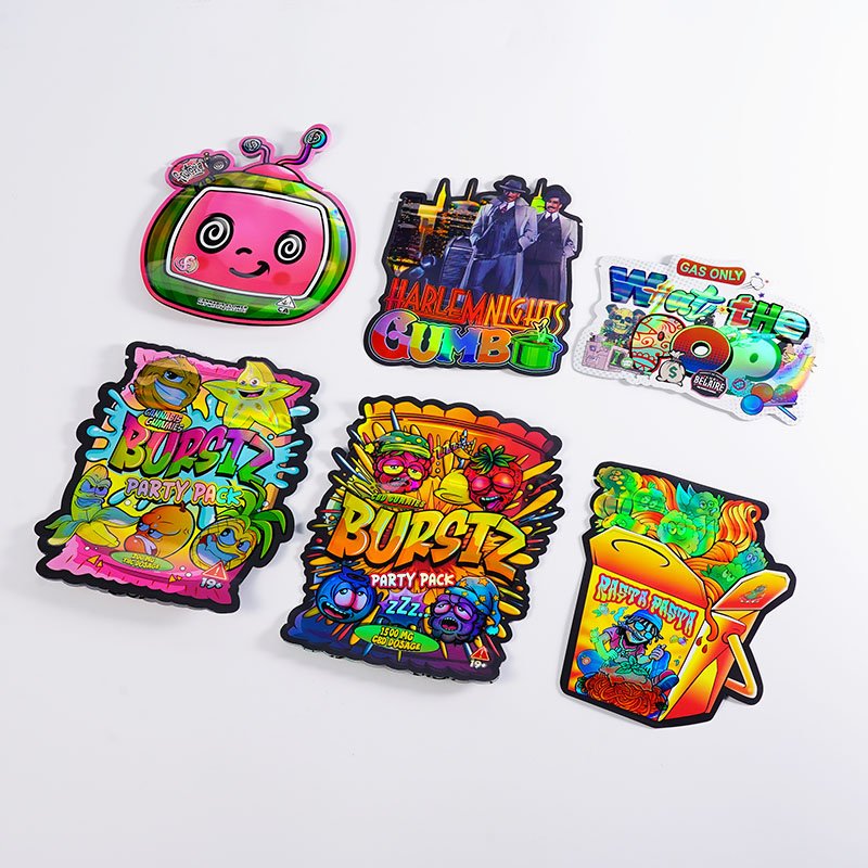 Full color custom printed cannabis packaging pouches with HD vibrant print weed bags